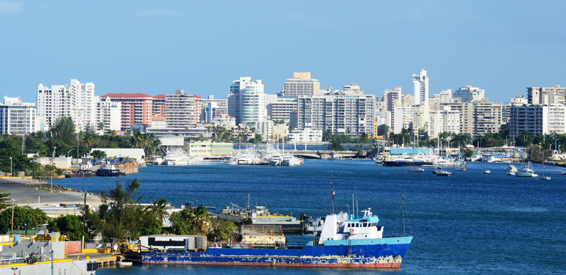 Scenic view of San Juan, Puerto Rico with colorful historic buildings and waterfront